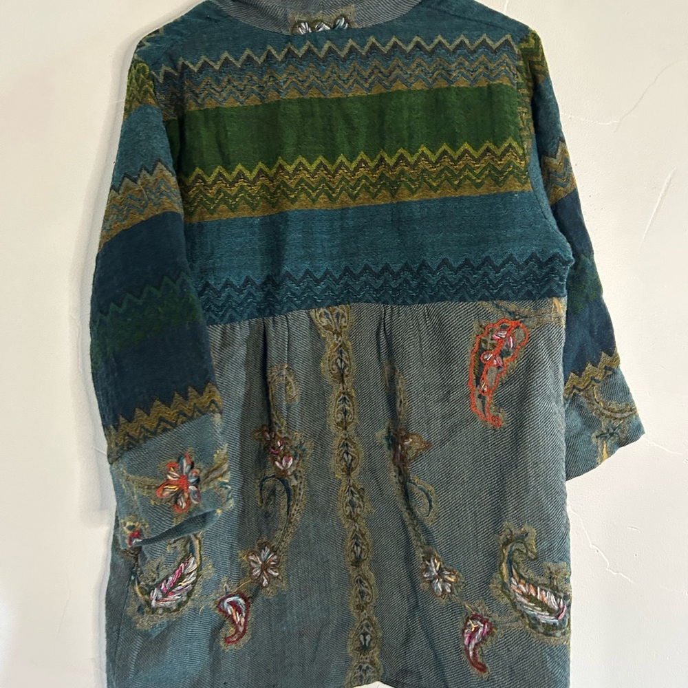 Soft Surroundings Embroidered Wool Kimono/ Cardigan - Picture 6 of 7
